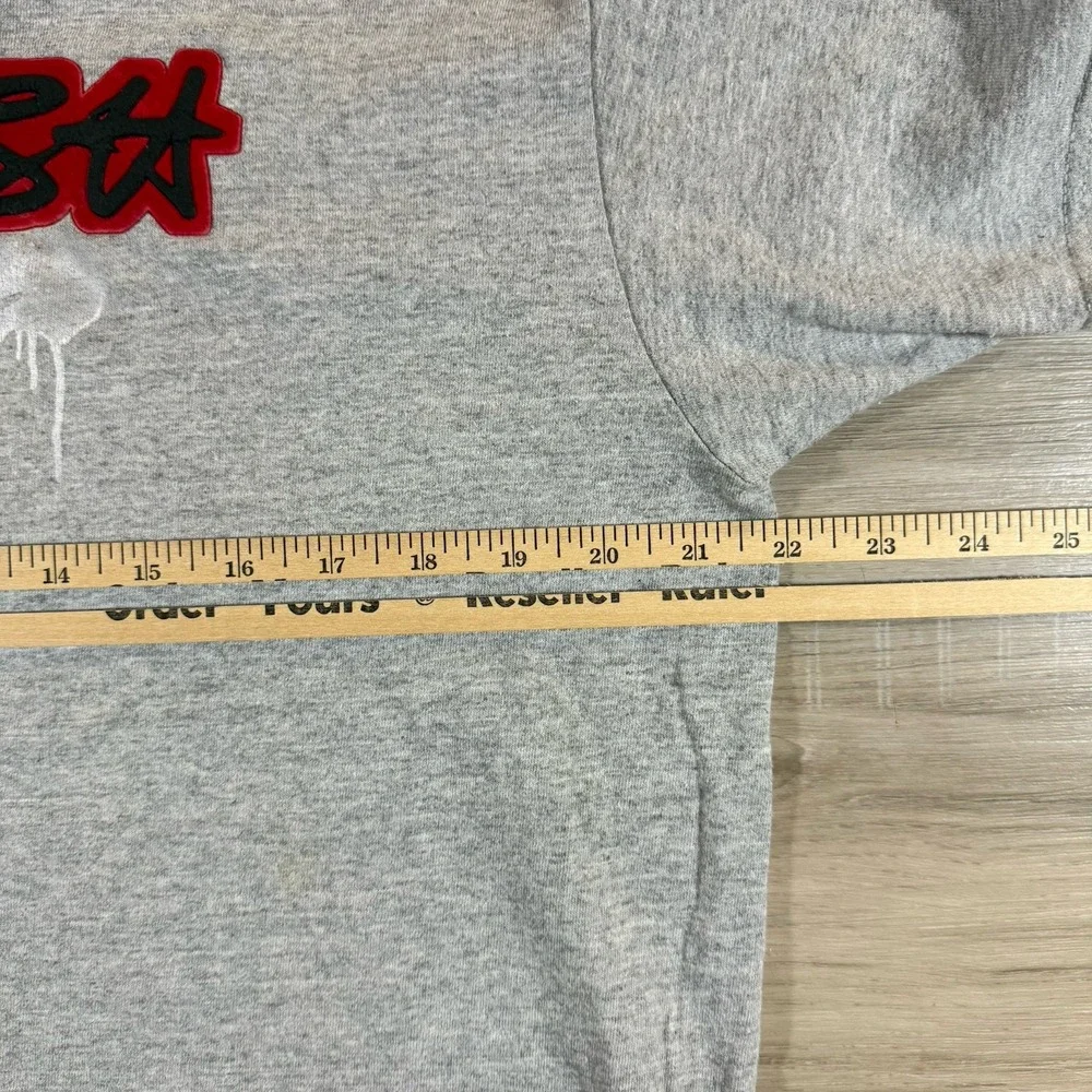 Vtg Nike Center Swoosh Spell Out Logo Mens Sz L Gray T-Shirt Made With USA Fabri